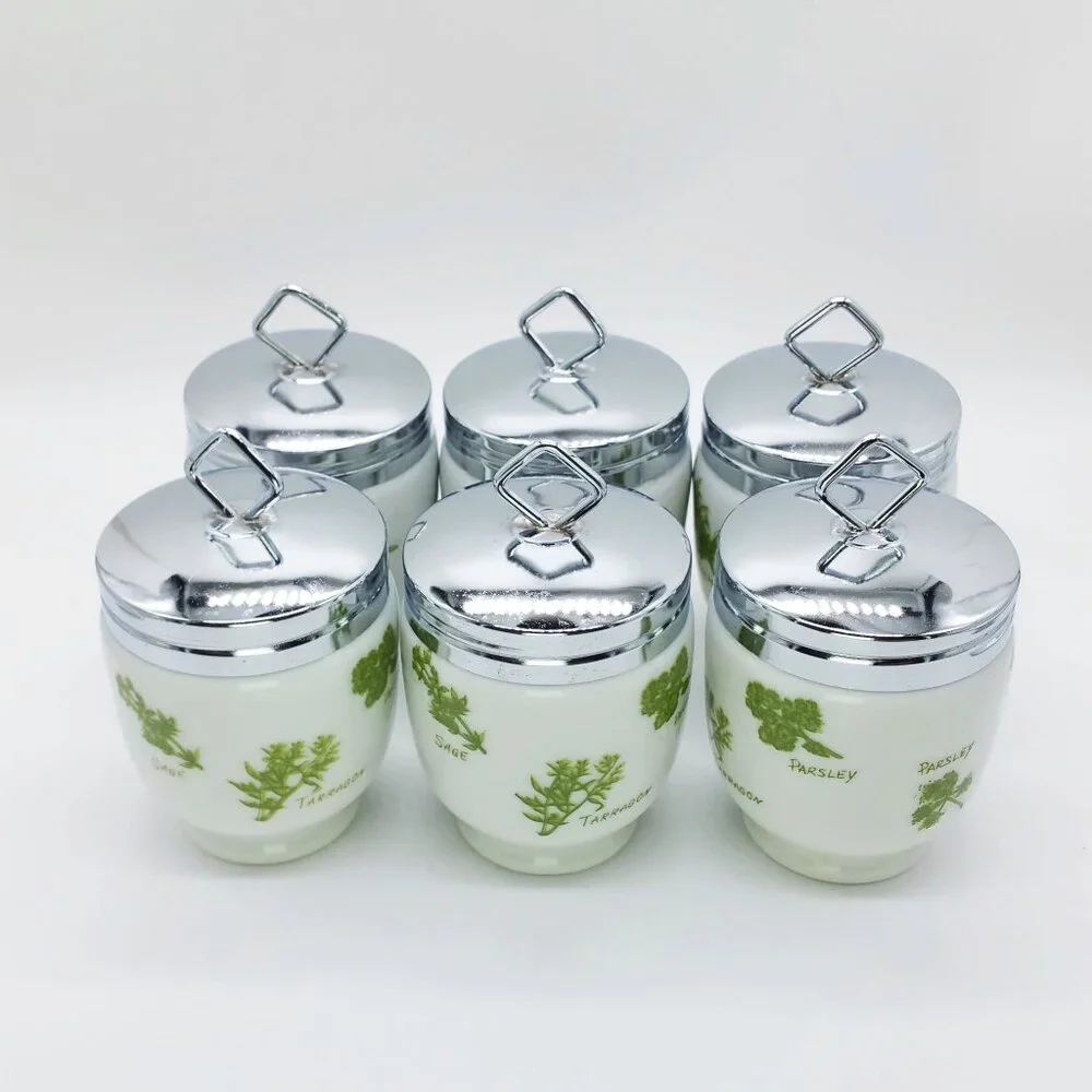 2pc Herb Garden Porcelain Egg Coddlers